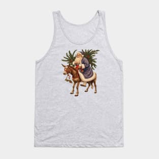 Olde German Father Christmas Riding A Donkey Cut Out Tank Top